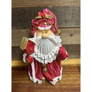 Whimsical Santa With Cardinal 12” Tall Resin